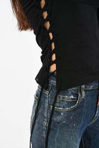 Side Lace-Up Long Sleeve T-shirt