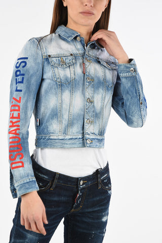 PEPSI Cropped Stonewashed Denim CLASSIC Jacket
