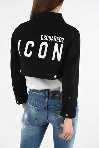 ICON Crop Denim Dark Wash Jacket wth Silver Buttons