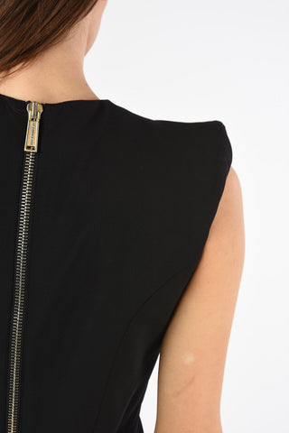 Virgin Wool Mini Bodycon Dress with Zip Back Closure