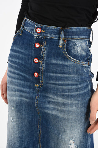 Distressed Denim Longuette DALMA Skirt