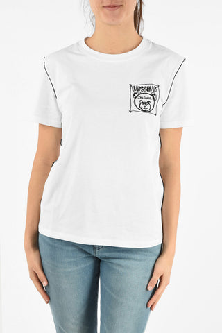 Cotton Crew-Neck T-Shirt with Embroidery 
