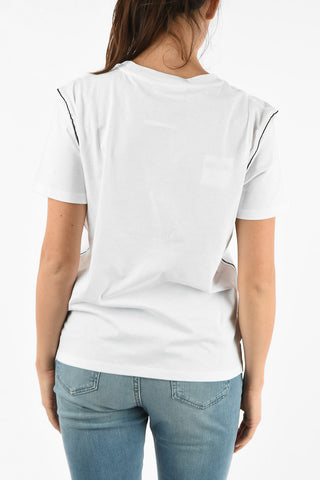 Cotton Crew-Neck T-Shirt with Embroidery 