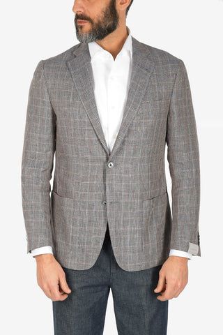 Linen and cotton tartan GATE blazer