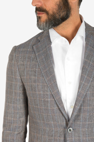 Linen and cotton tartan GATE blazer