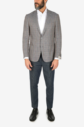 Linen and cotton tartan GATE blazer