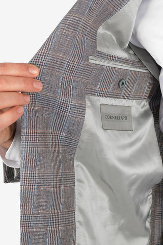 Linen and cotton tartan GATE blazer