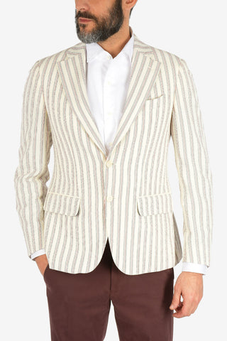 CC COLLECTION unbalanced striped REWARD blazer