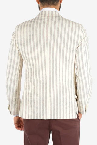 CC COLLECTION unbalanced striped REWARD blazer