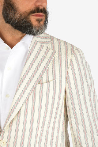 CC COLLECTION unbalanced striped REWARD blazer