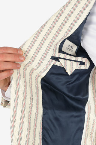 CC COLLECTION unbalanced striped REWARD blazer