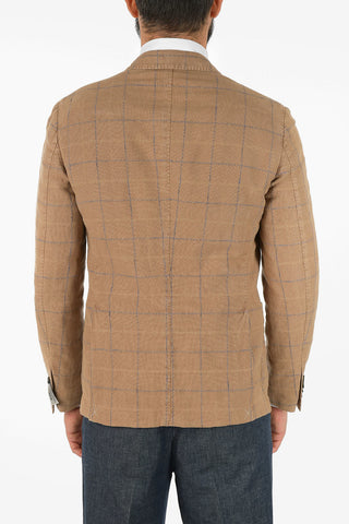 CC COLLECTION cotton and linen checked SPORTSWEAR double-breasted blazer