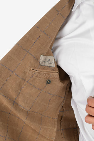 CC COLLECTION cotton and linen checked SPORTSWEAR double-breasted blazer
