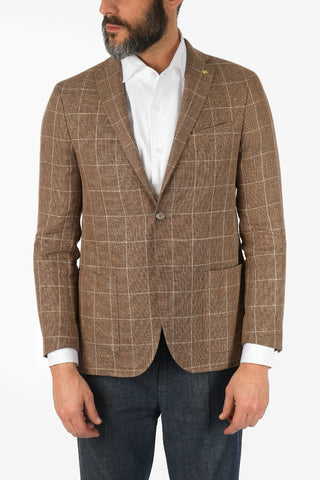 CC COLLECTION cotton and linen checked RIGHT blazer