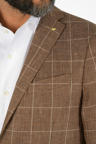 CC COLLECTION cotton and linen checked RIGHT blazer