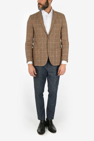 CC COLLECTION cotton and linen checked RIGHT blazer