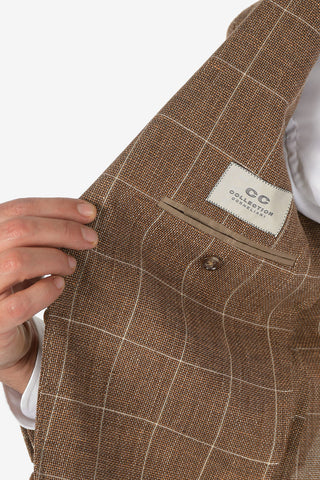 CC COLLECTION cotton and linen checked RIGHT blazer