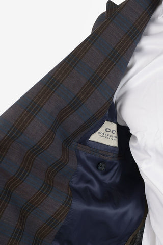 CC COLLECTION tartan virgin wool and flax REWARD double-breasted blazer