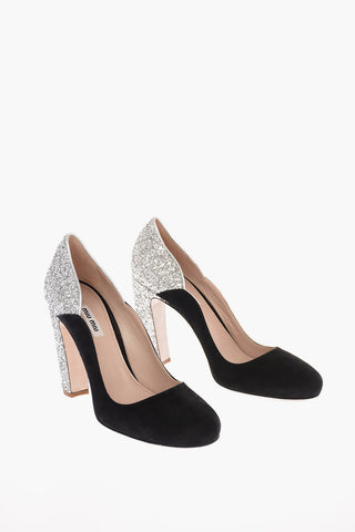 Suede Pumps with Glittery Details