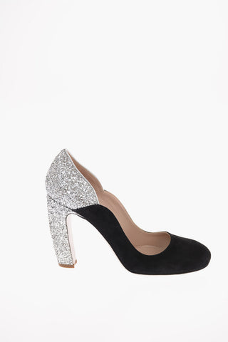 Suede Pumps with Glittery Details