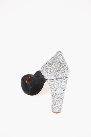 Suede Pumps with Glittery Details
