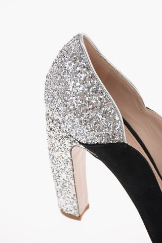 Suede Pumps with Glittery Details