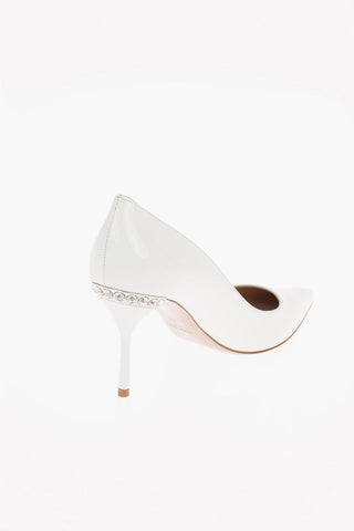 Pumps in Vernice con Dettaglio Gioiello 9cm