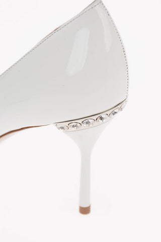 Pumps in Vernice con Dettaglio Gioiello 9cm