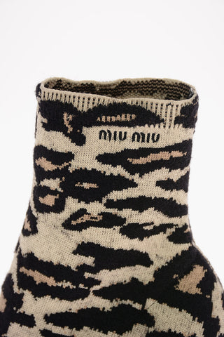 Animal Printed Sock Boots 9cm