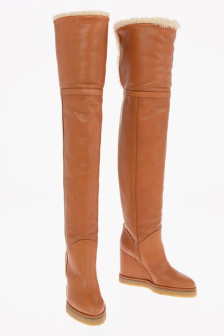 Stivali Pull On Sopra al Ginocchio MANON con Dettaglio in Shearling 10cm