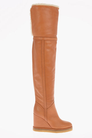 Stivali Pull On Sopra al Ginocchio MANON con Dettaglio in Shearling 10cm