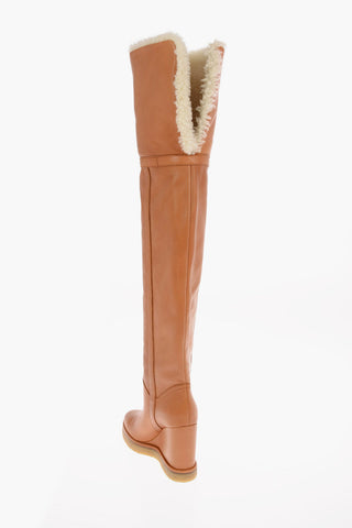 Stivali Pull On Sopra al Ginocchio MANON con Dettaglio in Shearling 10cm