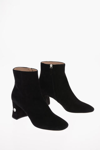 Suede Booties with Jewel Details 6.5cm