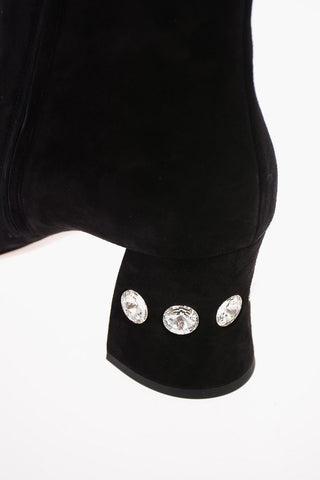 Suede Booties with Jewel Details 6.5cm