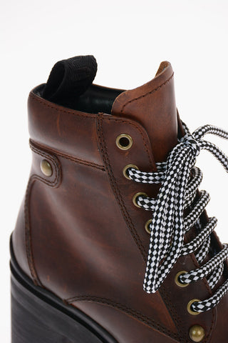 Vintage Effect Leather Hiking Boots 7.5cm