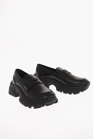 Leather Penny Loafers with Track Sole