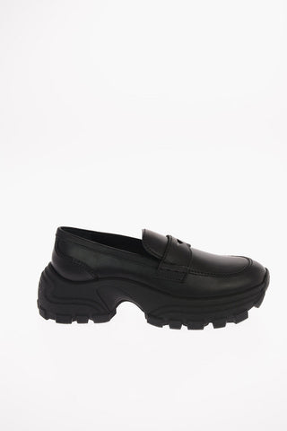 Leather Penny Loafers with Track Sole