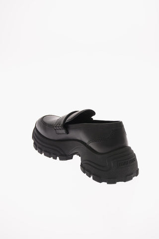 Leather Penny Loafers with Track Sole
