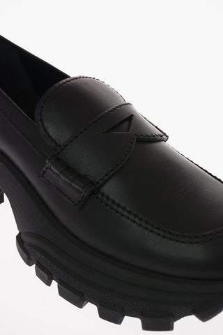 Leather Penny Loafers with Track Sole