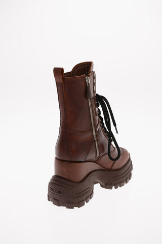 Anfibi con Suola Track in Pelle Effetto Used