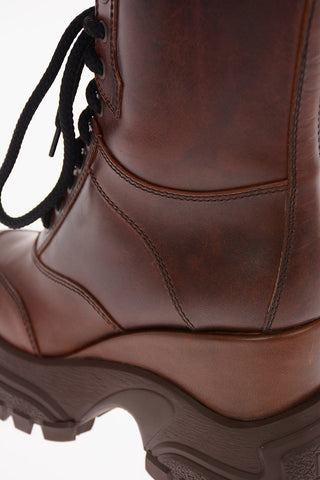 Anfibi con Suola Track in Pelle Effetto Used