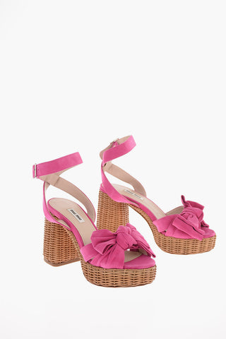 Suede Sandals with Wicker Sole 10cm