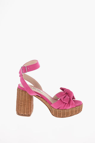 Suede Sandals with Wicker Sole 10cm