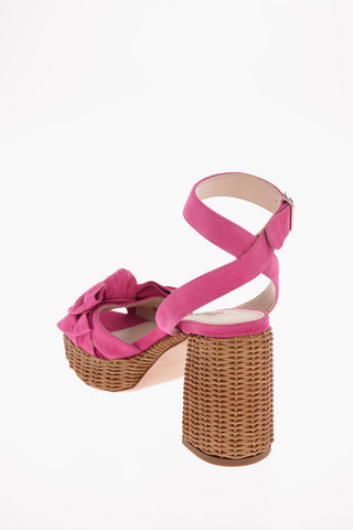 Suede Sandals with Wicker Sole 10cm