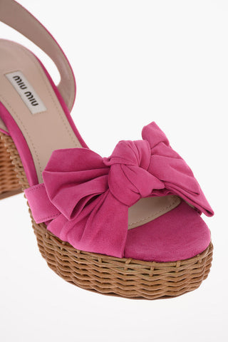 Suede Sandals with Wicker Sole 10cm