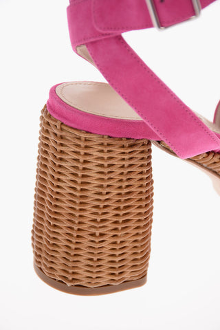 Suede Sandals with Wicker Sole 10cm
