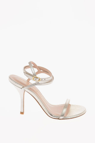 Metallic Soft Leather MERINDA Ankle-Strap Sandals 9 Cm