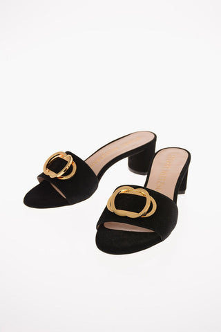 Suede EVETTA Slippers with Jewel Application 6 Cm