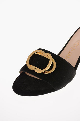 Suede EVETTA Slippers with Jewel Application 6 Cm