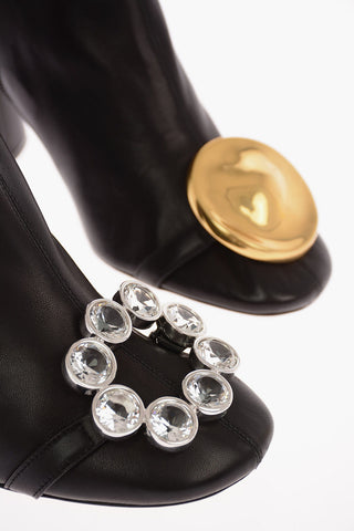 Soft Leather ELLIPTIC Ankle Boots with Jewel Application  9 Cm